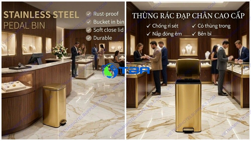 Thùng rác inox đạp chân