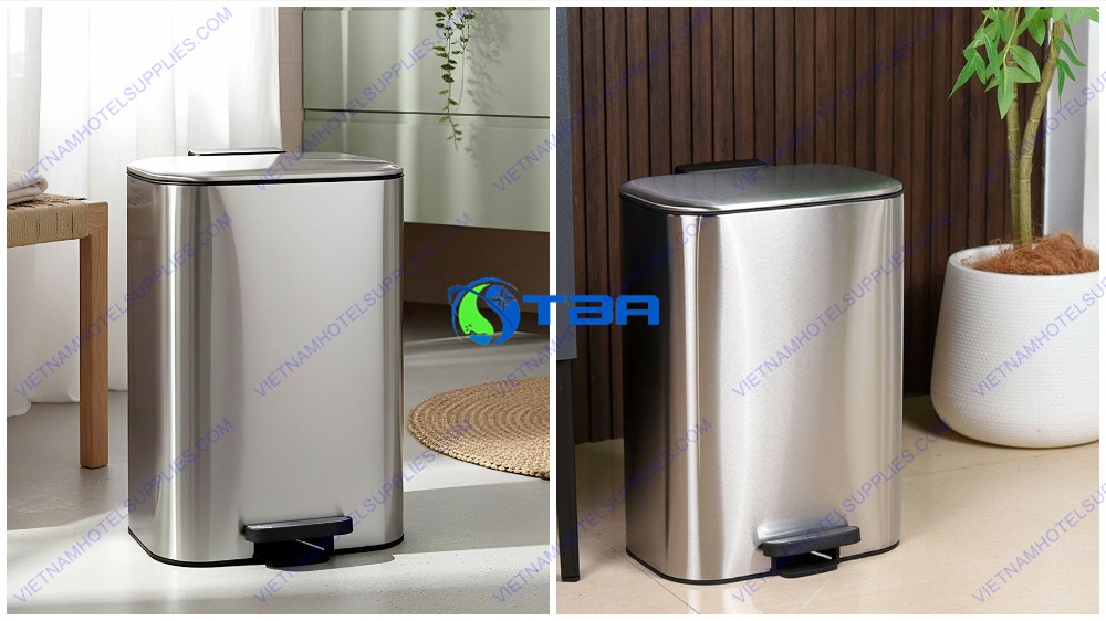 Thùng Rác Inox Vuông Đạp Chân