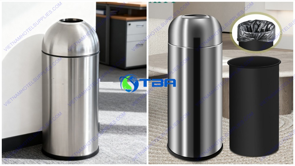Thùng rác inox hình trụ tròn ASIA-A350I
