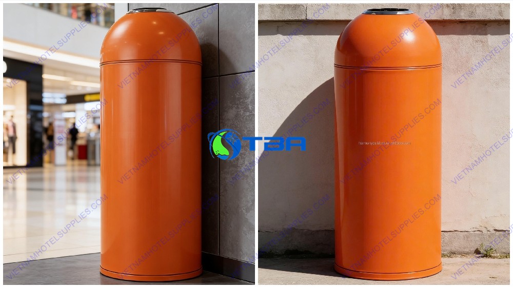 Thùng rác trụ tròn màu cam ASIA-A350C