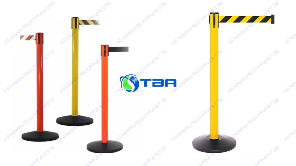 Trụ chắn barier công trình dây sọc vàng đen