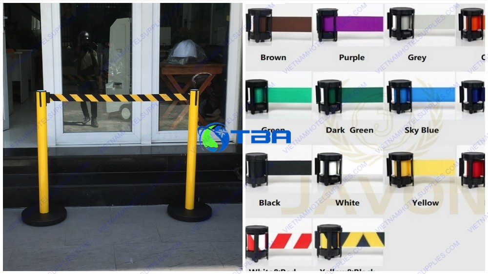 Trụ chắn barier công trình dây sọc vàng đen