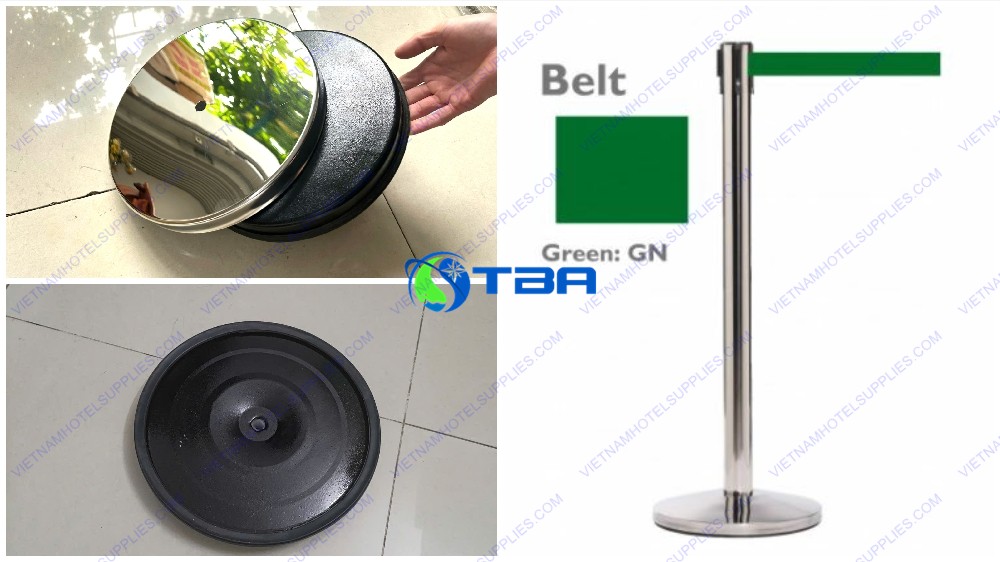 Cột chắn inox phân làn dây căng xanh lá 2 mét