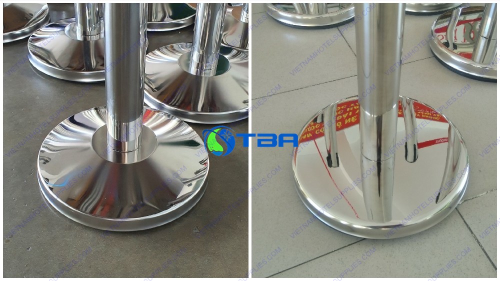 Trụ chắn inox phân làn đế chóp dây căng màu xanh 3 mét