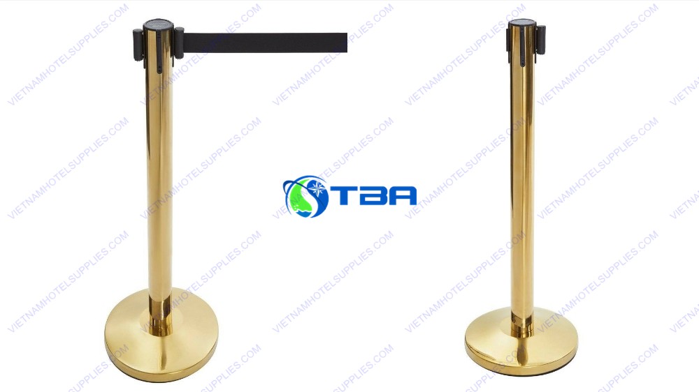 Trụ chắn inox mạ vàng cao cấp dây căng màu đen
