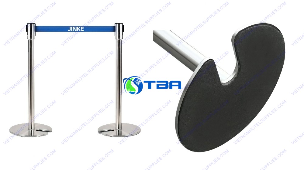 Cột chắn inox phân làn dây xanh đế khuyết chữ U
