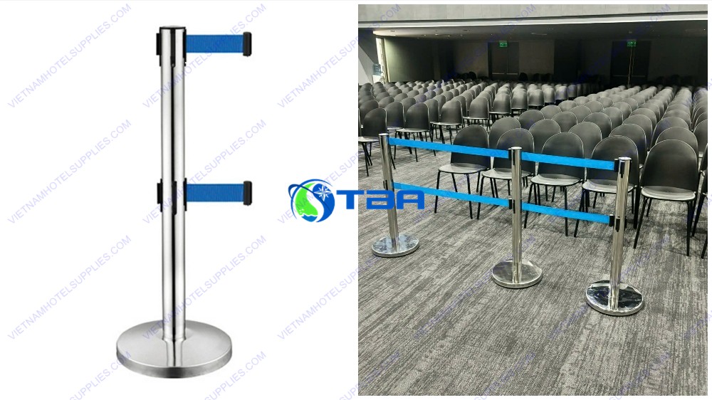 Trụ chắn inox barrier ngăn cách phân làn 2 tầng dây