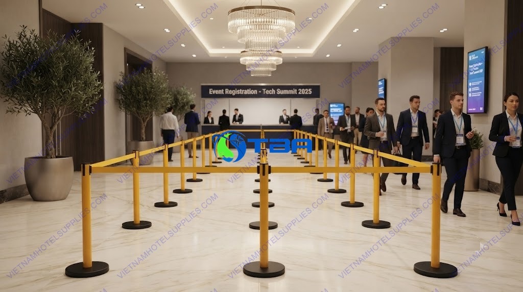 Trụ chắn màu vàng điều hướng lối đi