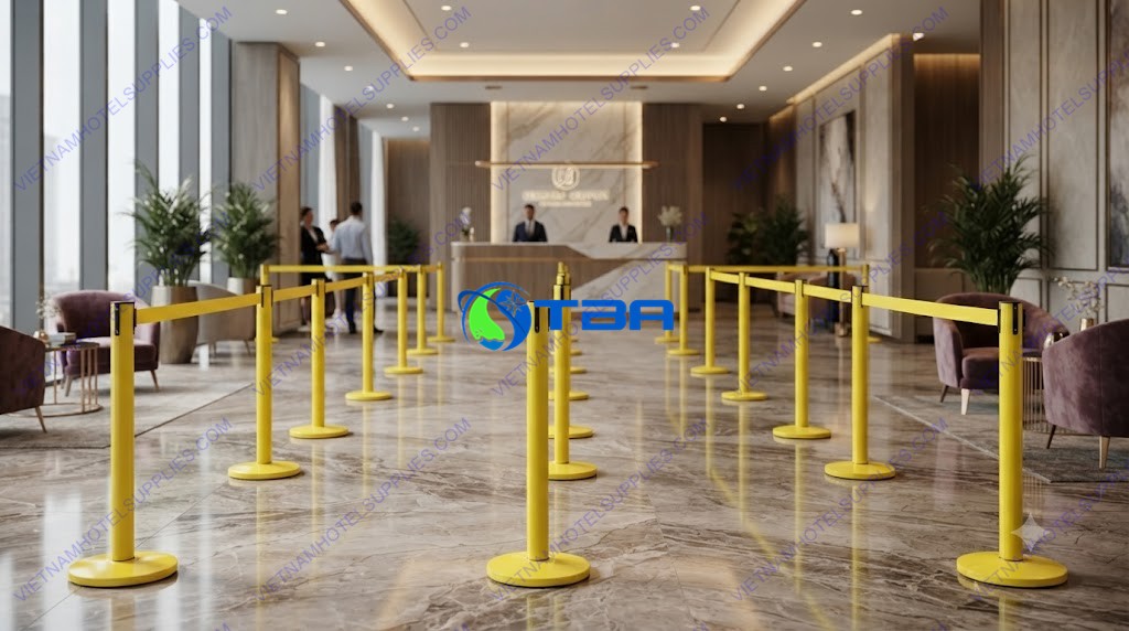 Trụ chắn màu vàng khu vực lễ tân