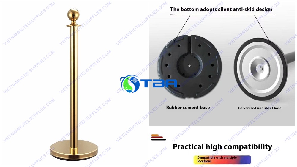Cột chắn inox đầu tròn mạ vàng trang trí