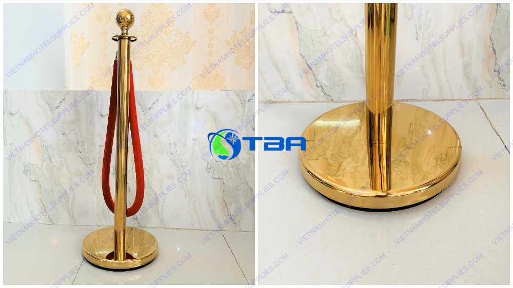 Cột chắn inox phân làn mạ vàng