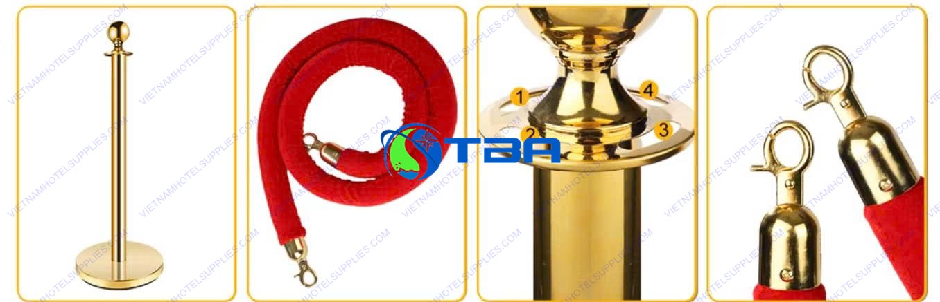 Cột chắn inox dây trùng màu đỏ