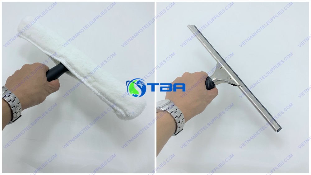 Bộ dụng cụ lau kính siêu bền cây nối dài 2.4 mét