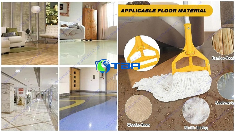 Cây lau sàn ướt đầu kẹp vàng cán nhôm ASIA-CLK03