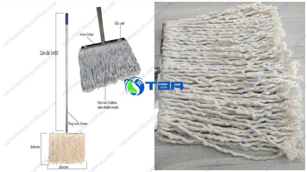 Cây lau sàn ướt nhà xưởng văn phòng kẹp inox chữ T