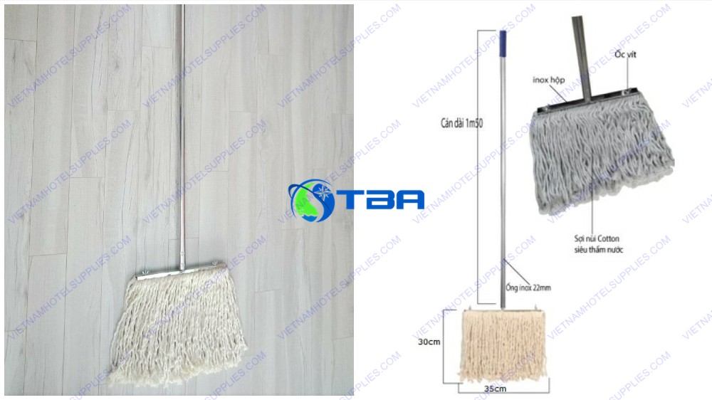Cây lau sàn ướt nhà xưởng văn phòng kẹp inox chữ T