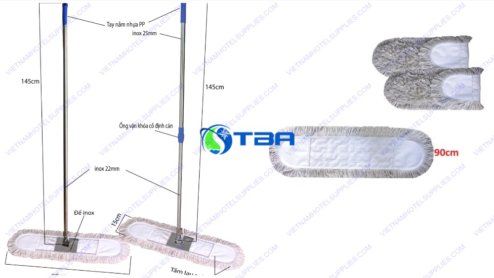 Cây lau bụi công nghiệp sợi cotton bản lớn 90cm