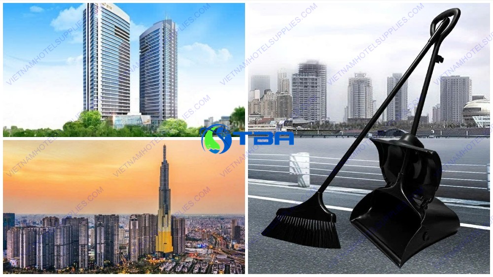Bộ ky hốt rác tòa nhà có nắp kèm chổi ASIA-KHR001