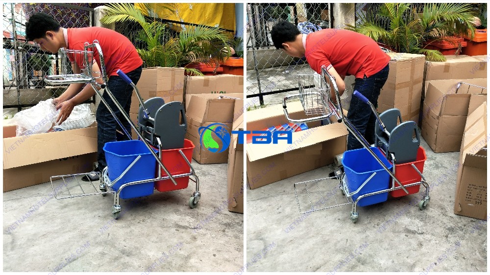 Xe ép nước dọn vệ sinh đa năng 02 ngăn