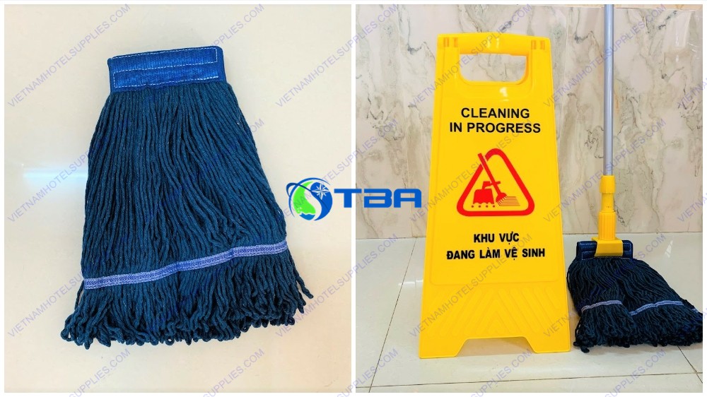 Nùi lau sàn ướt dạng kẹp màu xanh