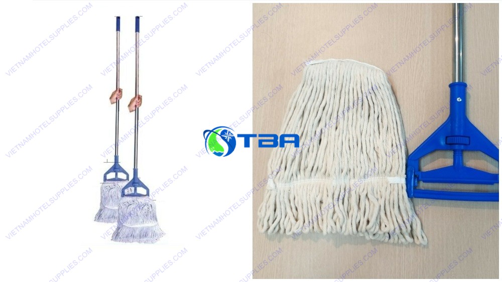 Cây làu sàn ướt công nghiệp đầu kẹp cán inox