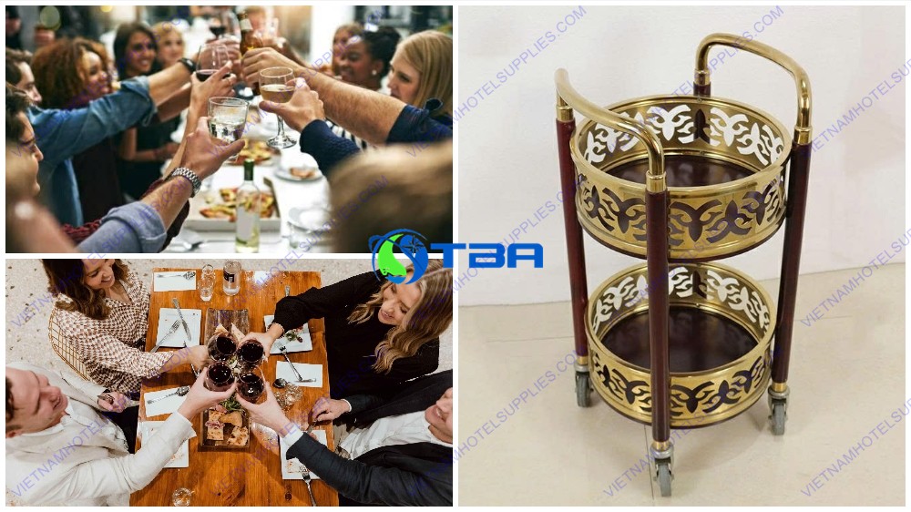 Xe đẩy rượu trà 2 tầng hình tròn ASIA-RT001G