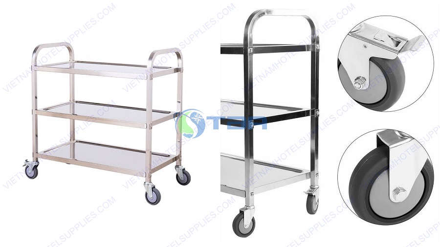 Xe đẩy thức ăn inox cao cấp 3 tầng AST450