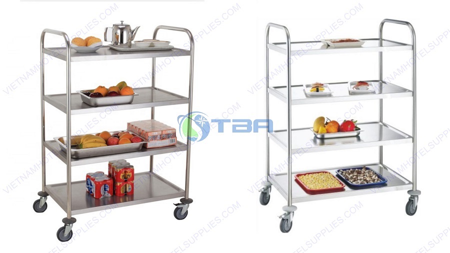 Xe đẩy thức ăn nhà bếp inox 4 tầng