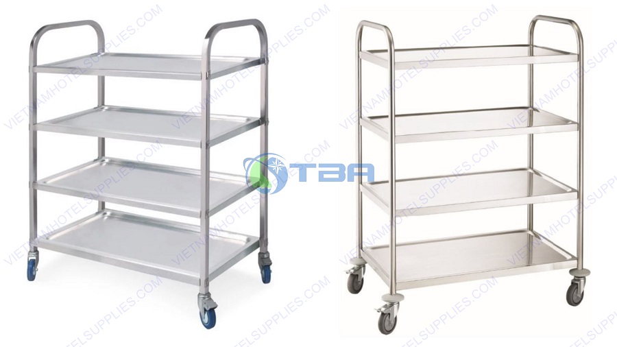 Xe inox 4 tầng chuyên dụng nhà bếp