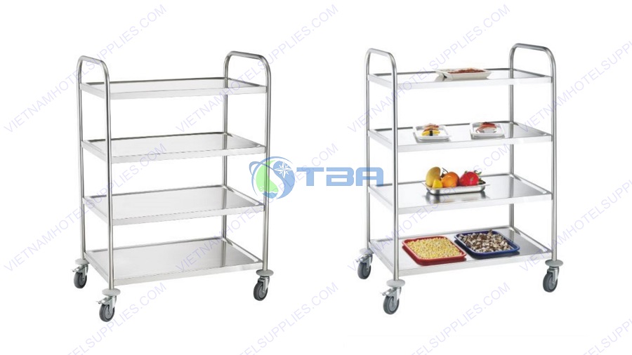 Xe inox 4 tầng chuyên dụng nhà bếp