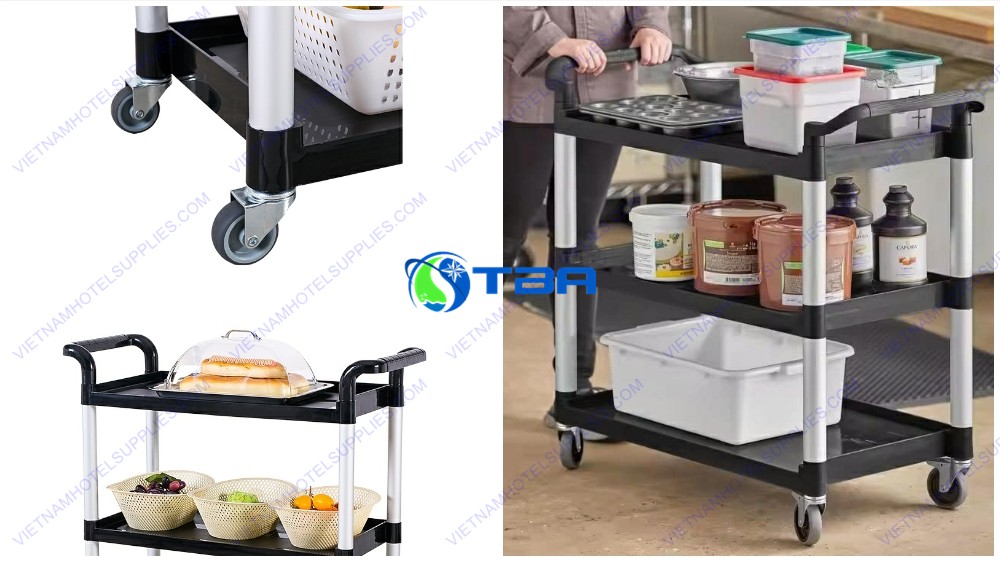 Xe đẩy phục vụ bàn ăn màu đen ASIA-A500B