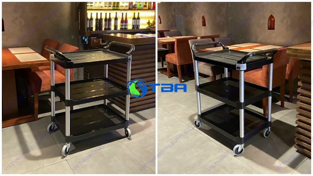 Xe đẩy phục vụ bàn ăn màu đen ASIA-A500B