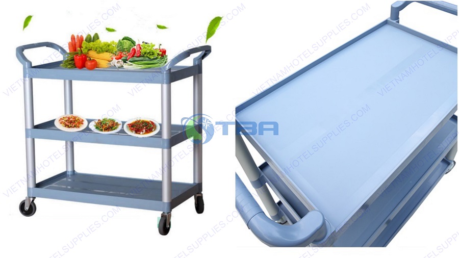 Xe đẩy thức ăn và dọn bàn ăn đa năng ba tầng