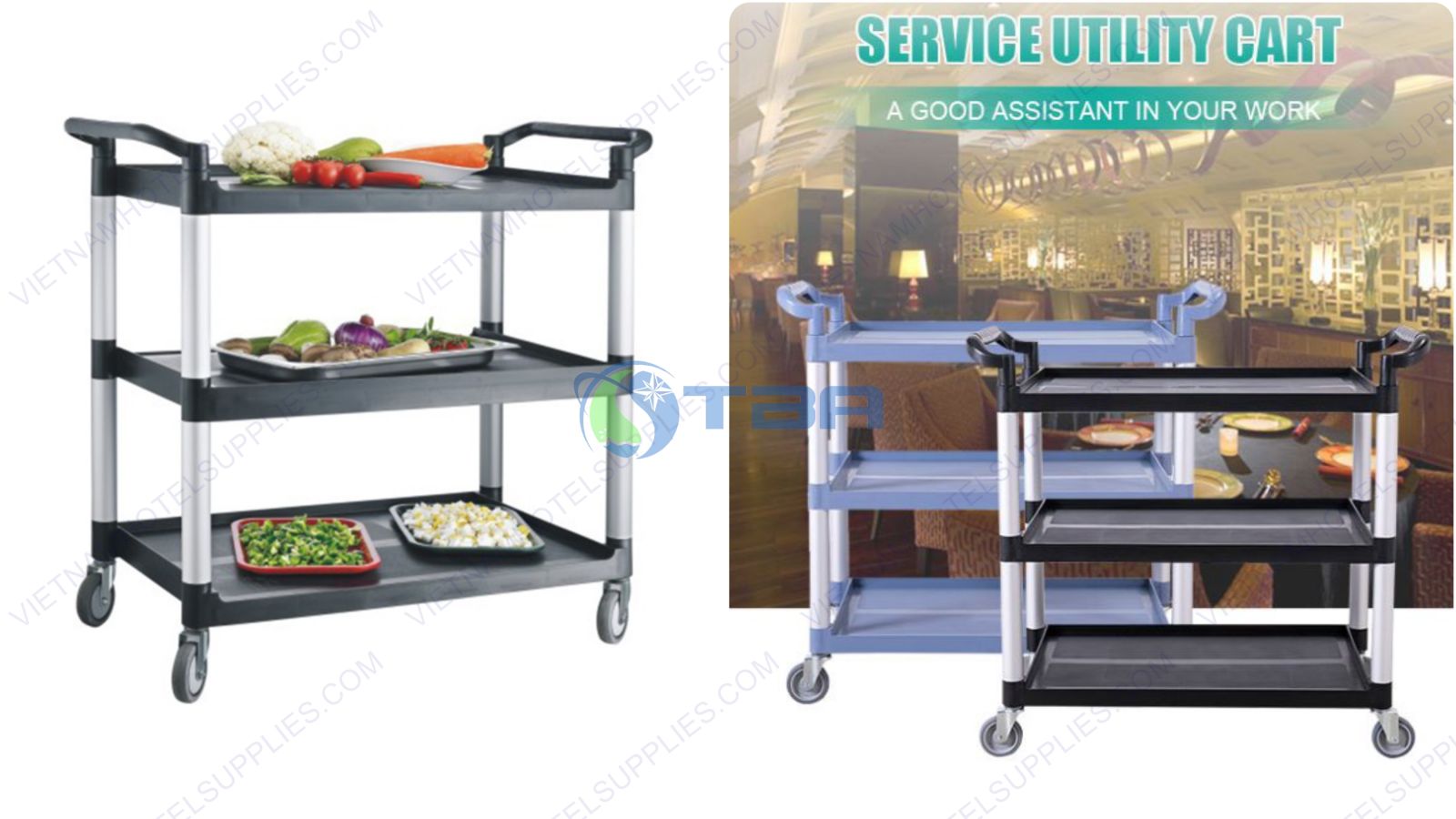 Xe đẩy phục vụ ăn uống đa năng cao cấp