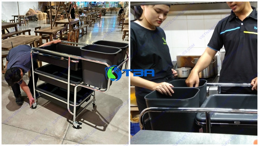 Xe đẩy thu dọn bàn ăn