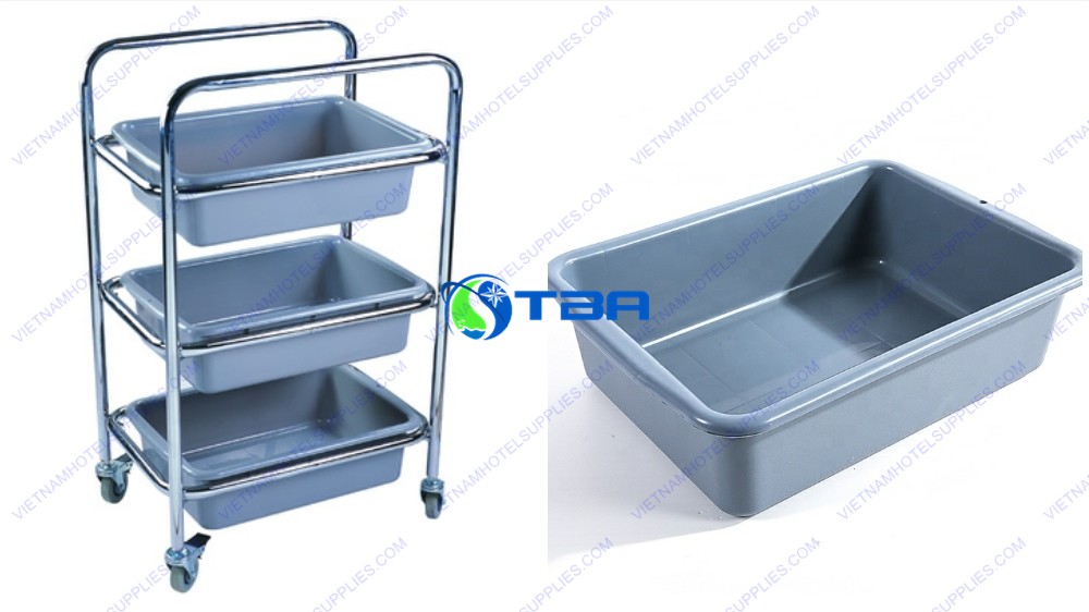 Xe đẩy vệ sinh thu dọn bàn ăn
