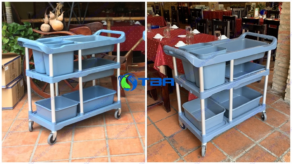 Xe đẩy thu dọn bàn ăn khung hợp kim nhôm