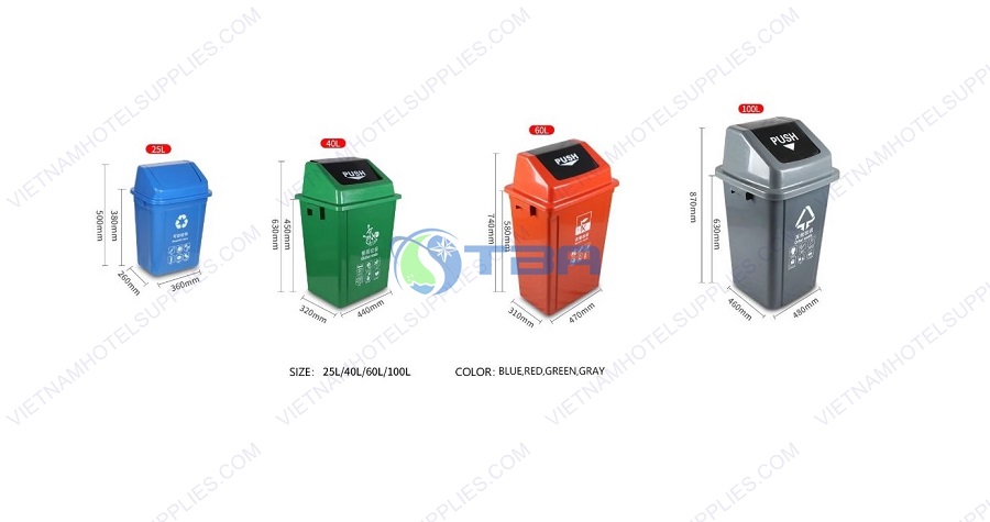 Thùng rác nhựa công nghiệp nắp lật