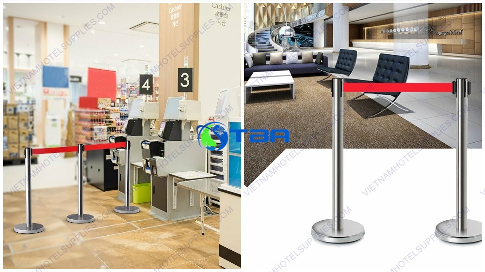 cột chắn inox phân làn