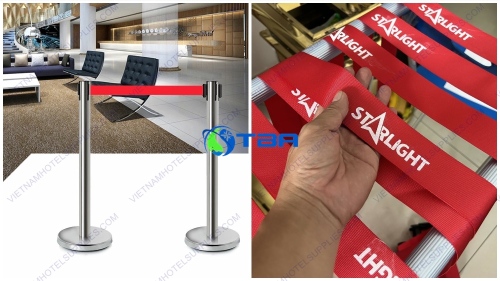 in dây cột chắn inox phân làn