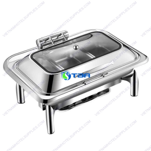 Nồi hâm buffet chữ nhật nắp kính cao cấp ASIA102PC-3N
