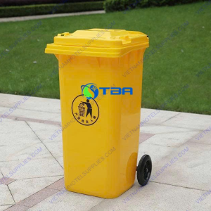 Thùng rác nhựa 120L màu vàng ASIA-TRNV120L