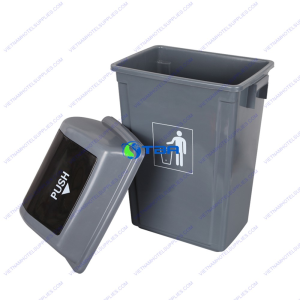 Thùng rác nhựa 60L màu xám nắp lật ASIA-NL60