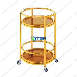 Xe đẩy rượu trà Inox 2 tầng hình tròn ASIA-RT010