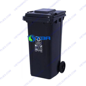 Thùng rác nhựa HDPE 120l đen ASIA-TRĐ120L