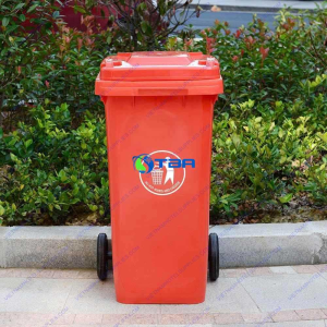 Thùng rác HDPE 120L màu đỏ ASIA-TRNĐ120L