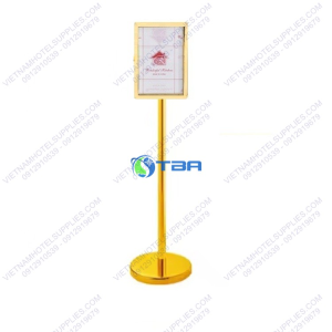 Bảng menu thông tin inox vàng 2 mặt khổ A4 đứng