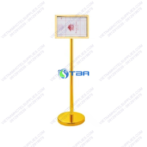 Bảng menu thông tin inox vàng 2 mặt khổ A4 ngang