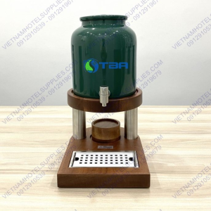 Bình gốm sứ 10L chân gỗ hâm nóng trà - sữa - cafe