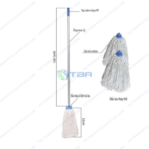 Cây lau sàn nhà ướt đầu cổ tròn cán inox